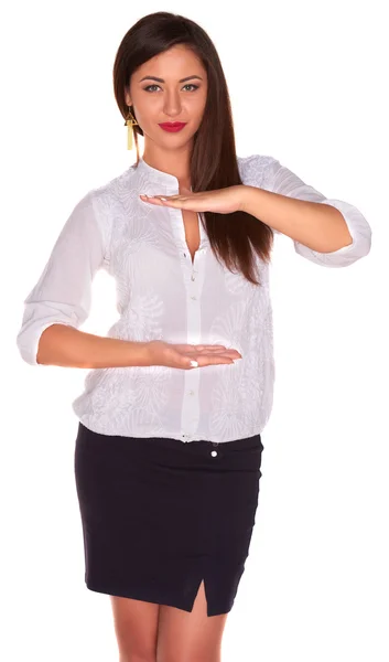 Office woman in white shirt isolate on white background — Stock Photo, Image