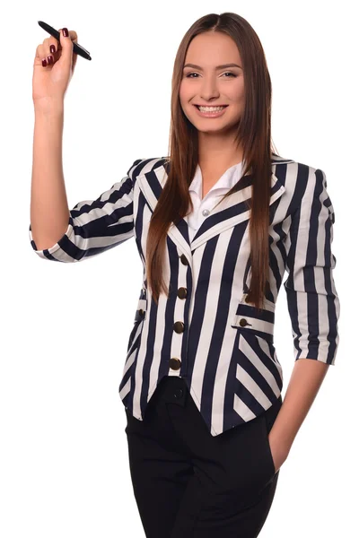 Oficina chica mostrando pluma aislado en un fondo blanco —  Fotos de Stock