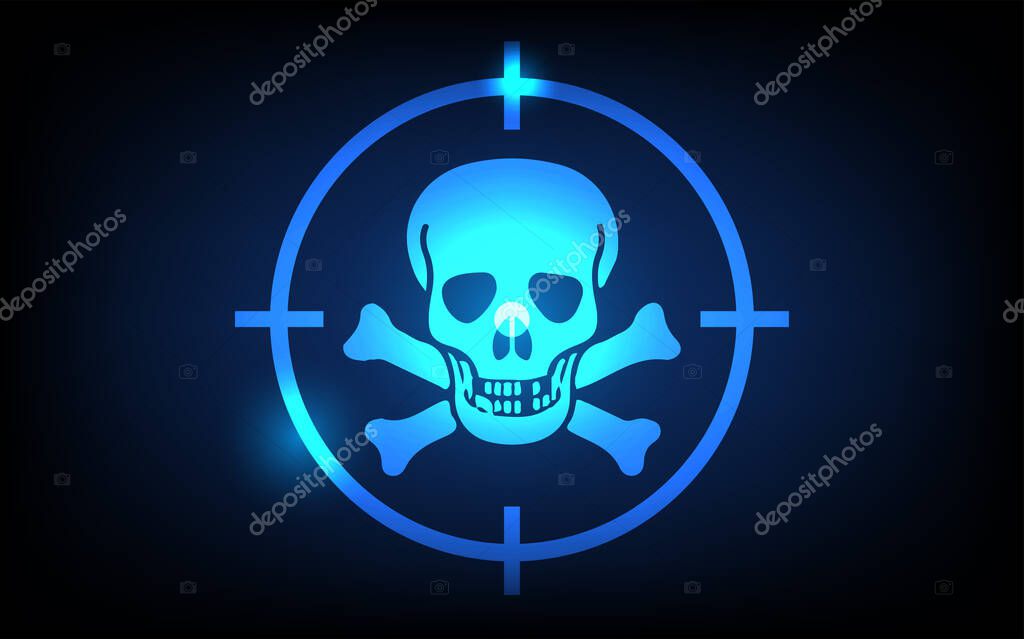 The target image that is combined with the skull, game concept, futuristic digital innovation background vector illustration