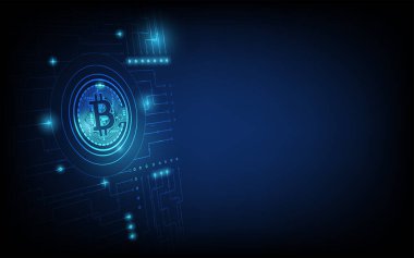 bitcoin dijital para birimi, fütürist dijital para, fütüristik dijital yenilik arka plan çizimi