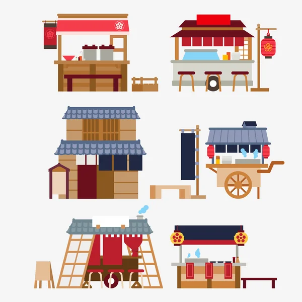 Japanese food stalls/Yatai — Stock Vector