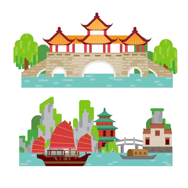 Vecteur de bâtiment chinois — Image vectorielle