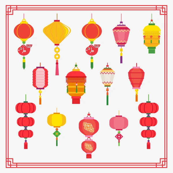 Vector de linterna china — Vector de stock