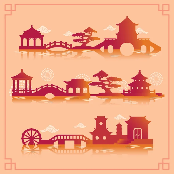 Chinatown / silhouette city — стоковый вектор