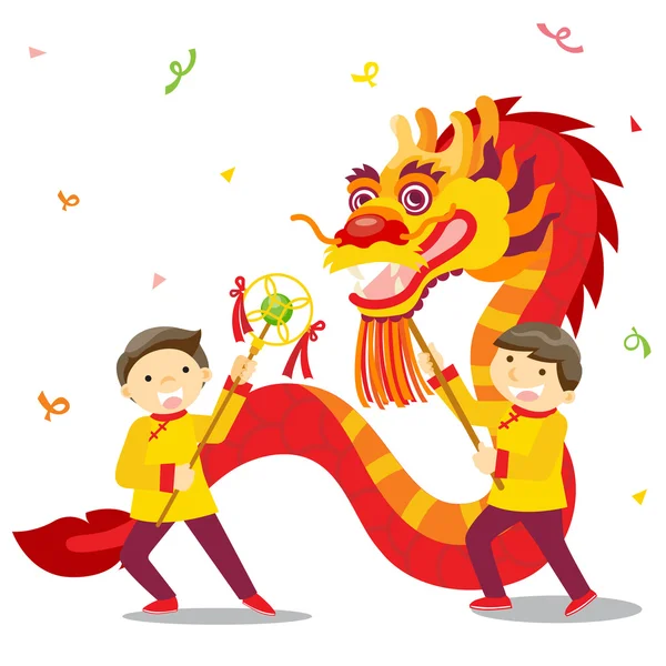 Festival chino de año nuevo / Dragon dance — Vector de stock