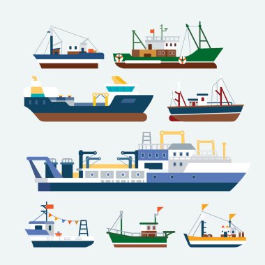 Fishing boats and Ships