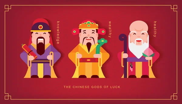 Chinese gods of luck — Stock Vector