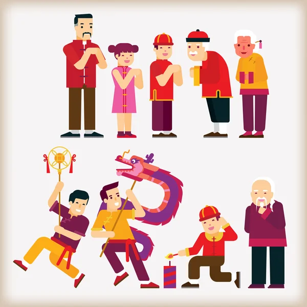 卡通中国人民 — 图库矢量图片