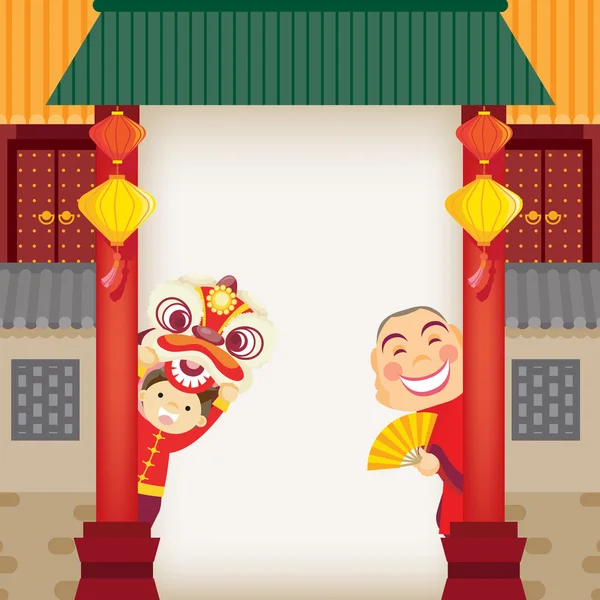 Nouvel an chinois / Danse du lion — Image vectorielle