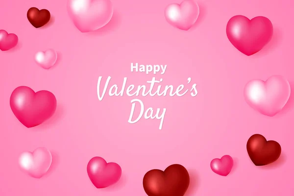 День Святого Валентина Розовый Фон Реалистичными Розовыми Красными Сердцами Фон — стоковый вектор