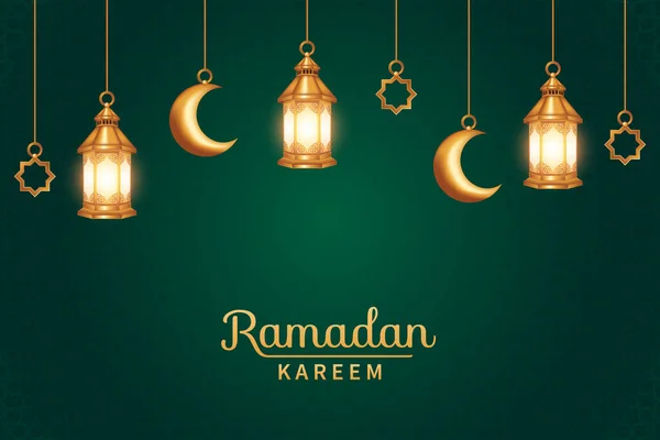 Kareem Ramadan Elegante Com Realista Festival Decorativo Fundo Islâmico Adequado — Vetor de Stock