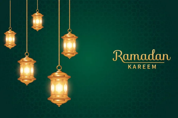 Luxusní Ramadánský Kareem Realistickou Lucernou Islámské Zázemí Vhodné Pro Ramadán — Stockový vektor