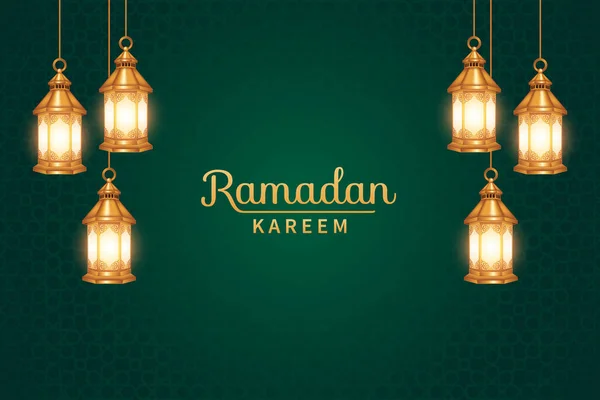 Ramadan Kareem Med Realistiska Lykta Dekorationer Islamisk Bakgrund Lämplig För — Stock vektor