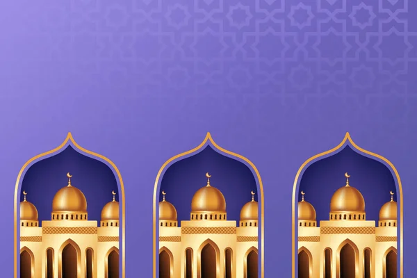 Fondo Islámico Lujo Con Realista Mezquita Oro Fondo Islámico Adecuado — Vector de stock