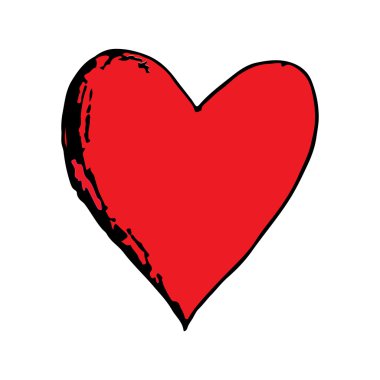 Kırmızı seviyorum kalp doodle el çizim vektör