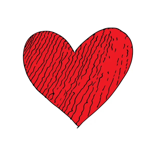 Rote Liebe Herz Crack Doodle Hand Zeichnung Vektor — Stockvektor