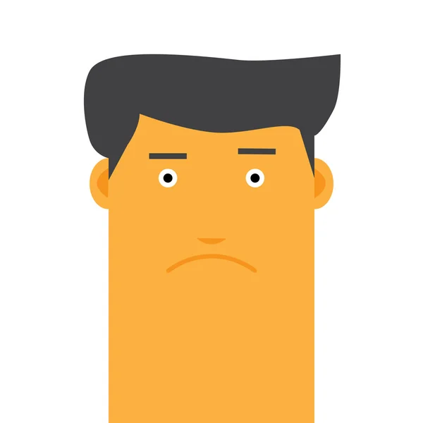 Cara plana elegante hombre enojado avatar vector carácter — Archivo Imágenes Vectoriales