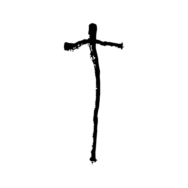 Christliches Cross Grunge Vektor Religion Symbol — Stockvektor