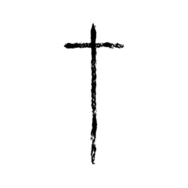 Christliches Cross Grunge Vektor Religion Symbol — Stockvektor