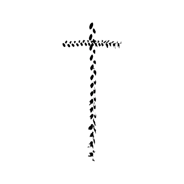 Christian cross grunge vector religie symbool — Stockvector