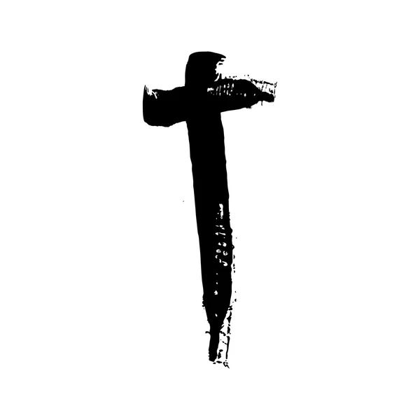 Cruz cristiana grunge vector religión símbolo — Vector de stock