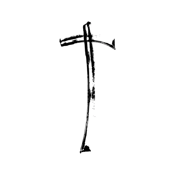 Cruz cristiana grunge vector religión símbolo — Vector de stock