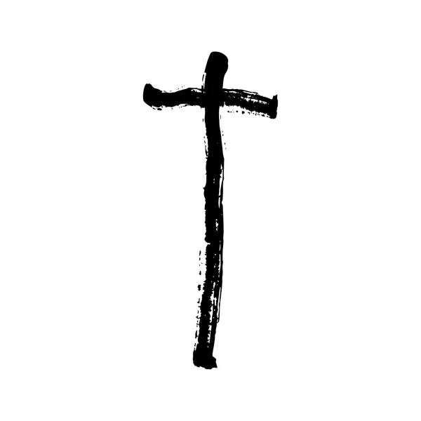 Cruz cristiana grunge vector religión símbolo — Vector de stock