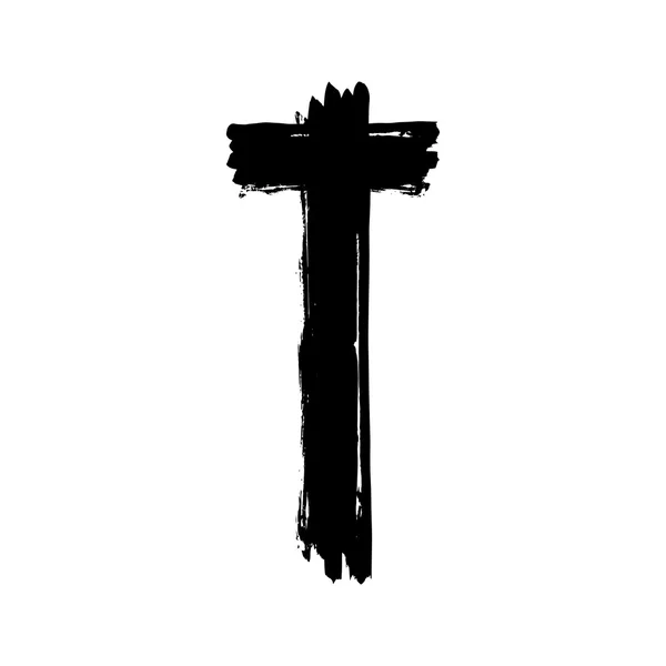 Cruz cristiana grunge vector religión símbolo — Archivo Imágenes Vectoriales