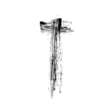 Christian çapraz grunge vektör din sembolü