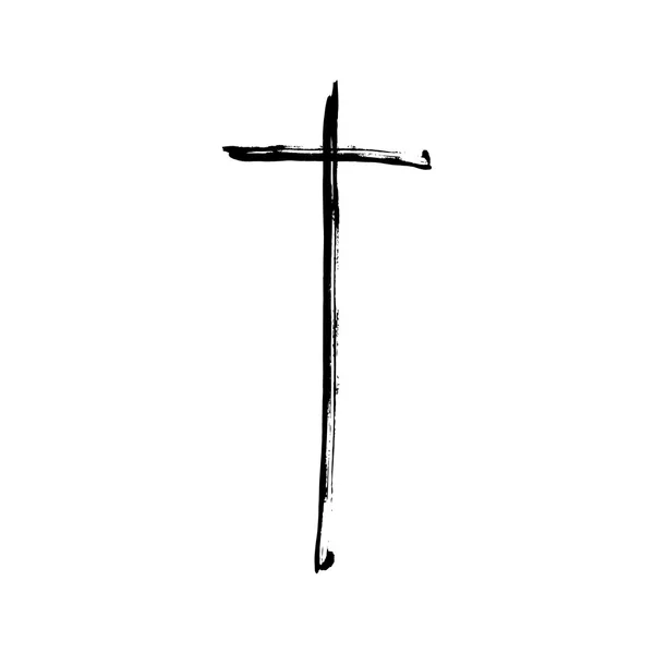 Cruz cristiana grunge vector religión símbolo — Archivo Imágenes Vectoriales