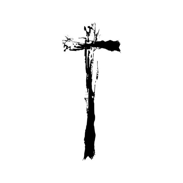 Cruz cristiana grunge vector religión símbolo — Vector de stock