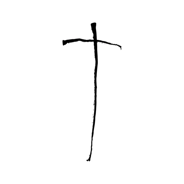 Cruz cristiana grunge vector religión símbolo — Vector de stock