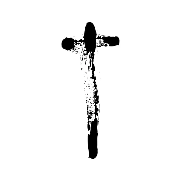 Cruz cristiana grunge vector religión símbolo — Vector de stock