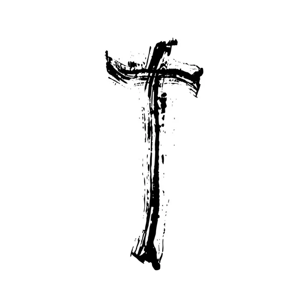 Christian cross grunge vector religion symbol — Stock Vector