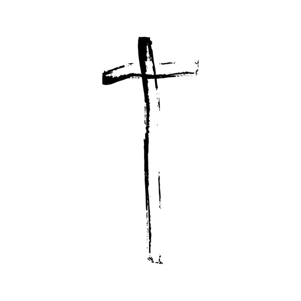 Cristiano croce grunge vettore religione simbolo — Vettoriale Stock