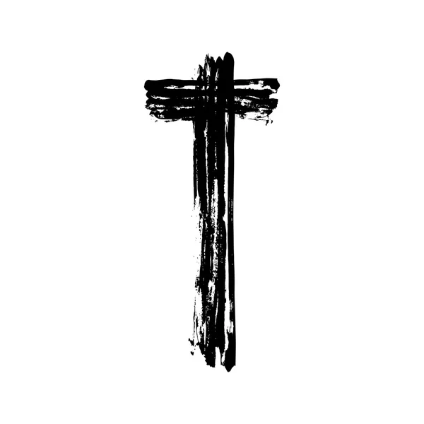 Cruz cristiana grunge vector religión símbolo — Archivo Imágenes Vectoriales