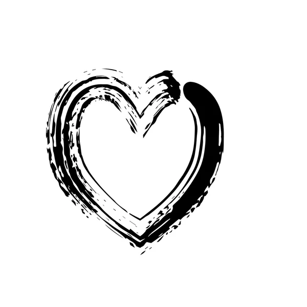 Coeur forme symbole amour vecteur noir — Image vectorielle