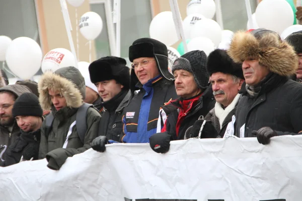 Ryzhkov, Aleksashenko, Kasparov na Marcha de eleições justas — Fotografia de Stock