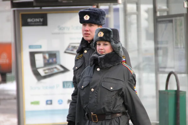 Ruská policie v zimě — Stock fotografie