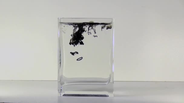Bir bardak su damla mürekkep etkisi — Stok video