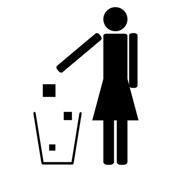 Mujer lanzando basura ecología — Vector de stock