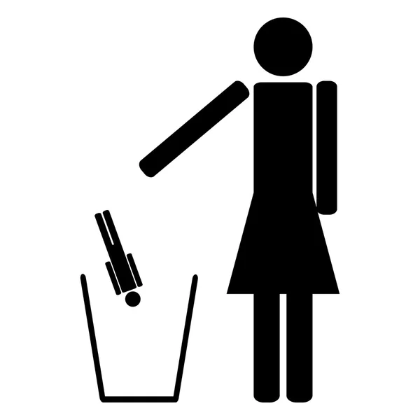 Woman throws out in a recycle bin of the man — Stock Vector