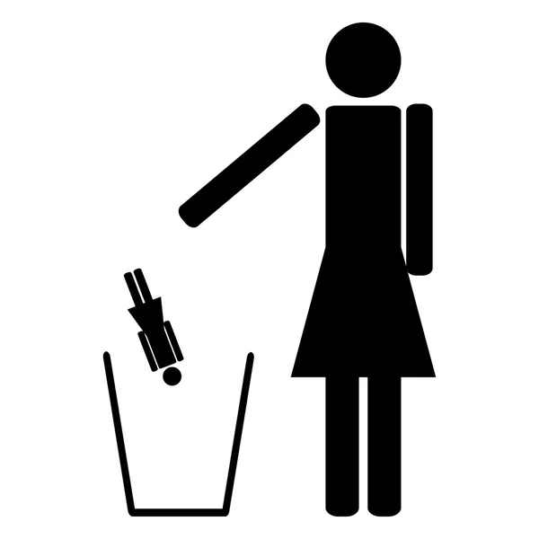 Woman throws out in a recycle bin of the girlfriend — Stock Vector