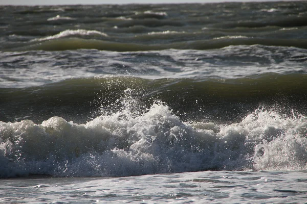 Wave with white foam and spray on the storm — Stock Photo, Image