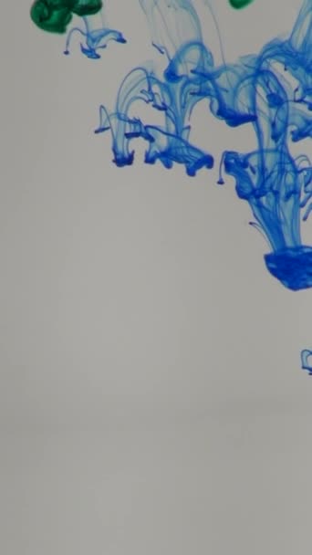 Blue, green, yellow and red ink in water — Stock Video