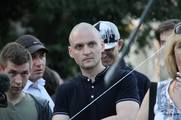 Il politico Sergei Udaltsov su incontro in sostegno di prigionieri politici — Foto Stock