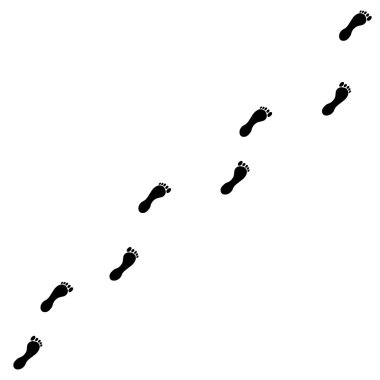 Siyah insan ayak izleri zinciri çapraz desen gider