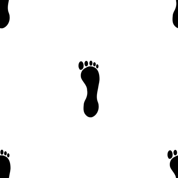 Jejak pola kaki manusia hitam dan putih - Stok Vektor