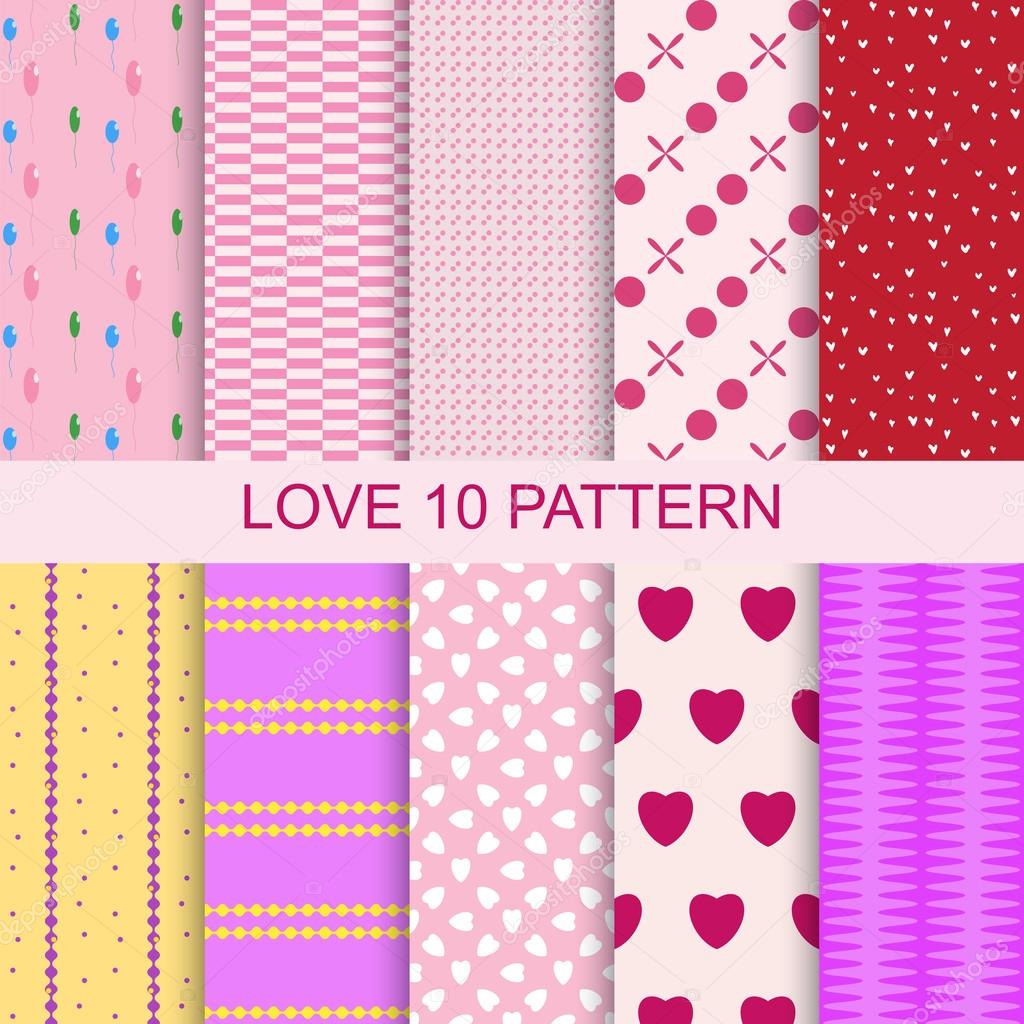 Set 10 patterns romantic love seamless