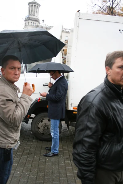 Politician Boris Nemtsov after the rally in memory of Anna Politkovskaya — Stock Photo, Image